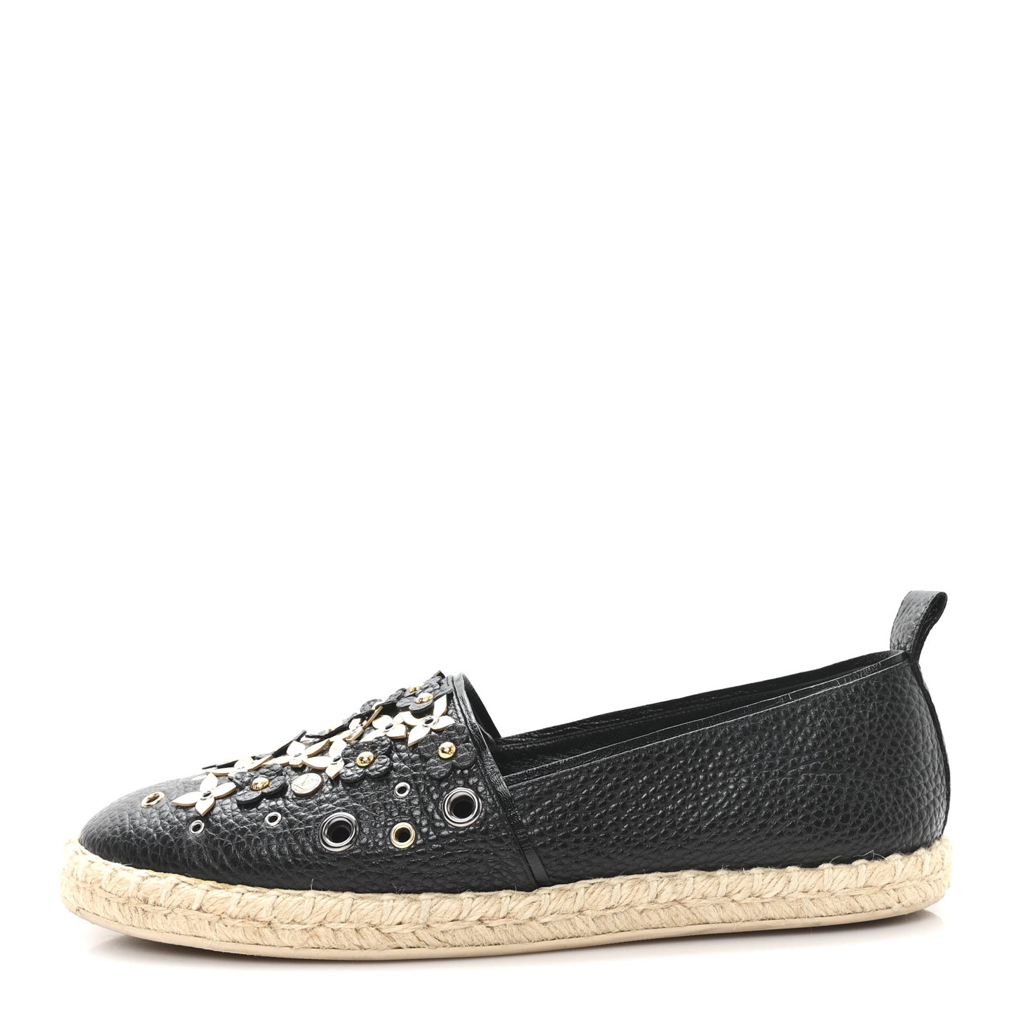 Calfskin Tropical Bloom Espadrille Flat 40 Black