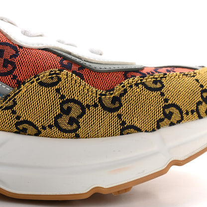 Gucci Monogram Multicolor Demetra Womens Rhyton Sneakers 39.5 Yellow Blue Great White Tabasco 15 of 16