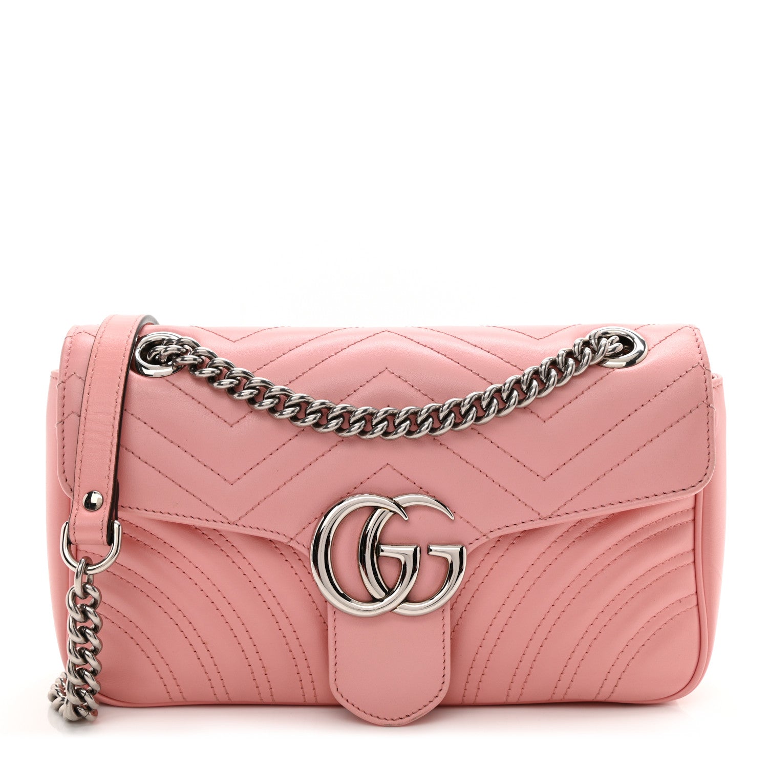 Gucci Calfskin Matelasse Small GG Marmont Shoulder Bag Wild Rose 1 of 12
