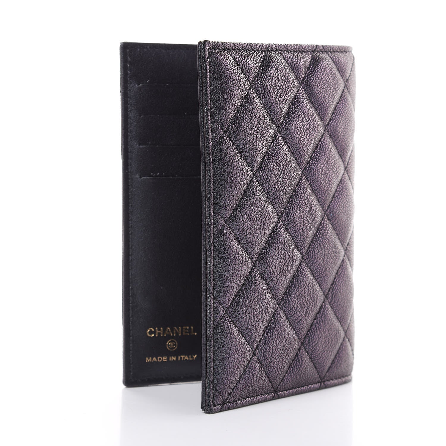 Chanel Iridescent Caviar Quilted Passport Holder Black 3 of 9