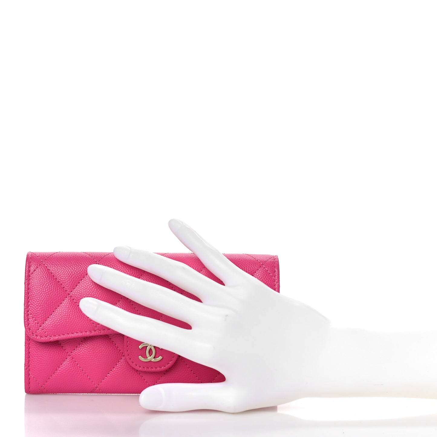 Caviar Quilted Medium Flap Wallet Dark Pink