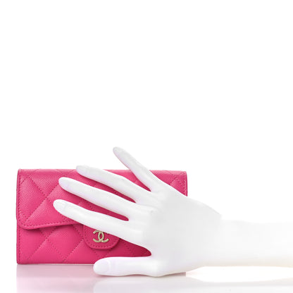 Chanel Caviar Quilted Medium Flap Wallet Dark Pink 2 of 9