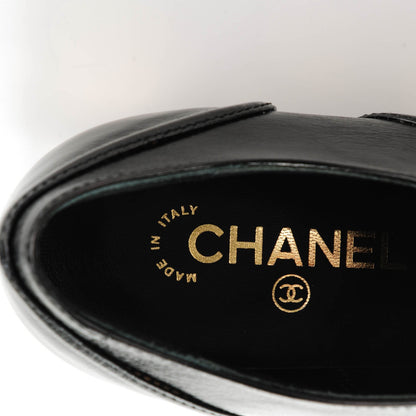 Chanel Crumpled Calfskin Lace Up Platform Oxford 38.5 Black 7 of 7
