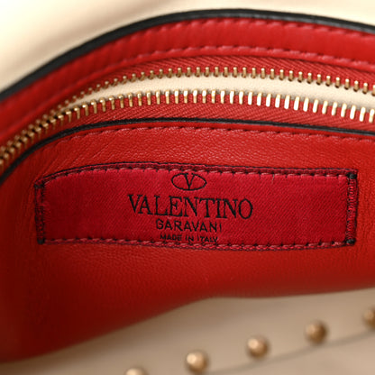 Valentino Garavani Nappa Denim Quilted Rockstud Medium Spike Shoulder Bag Ivory Blue 6 of 9
