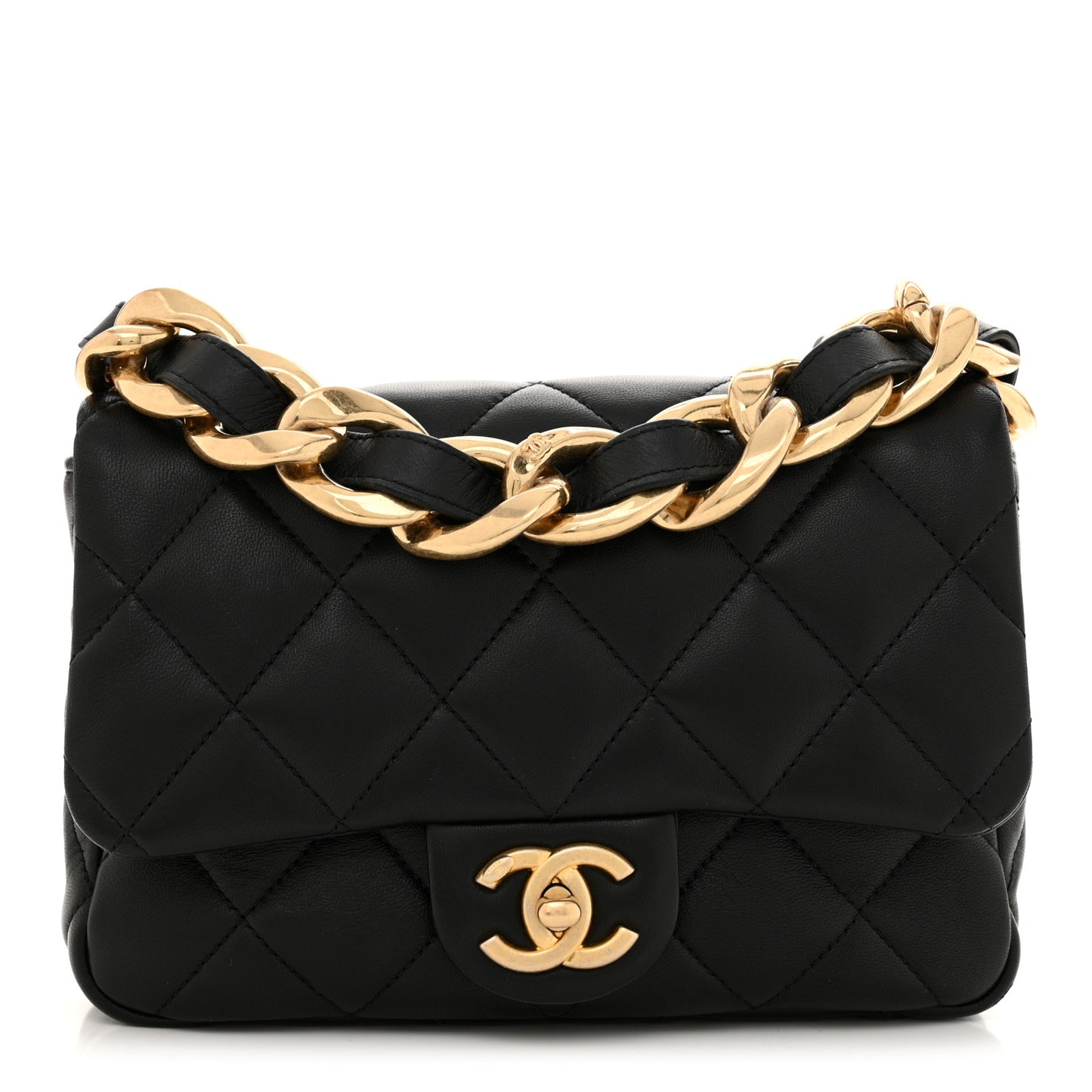 Lambskin Quilted Small Funky Town Flap Black