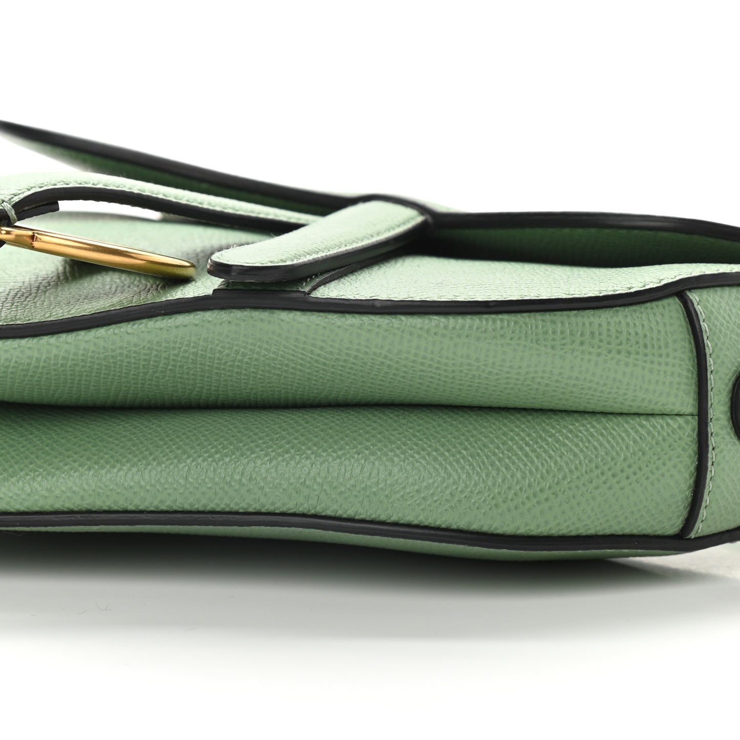 Grained Calfskin Mini Saddle Bag Green