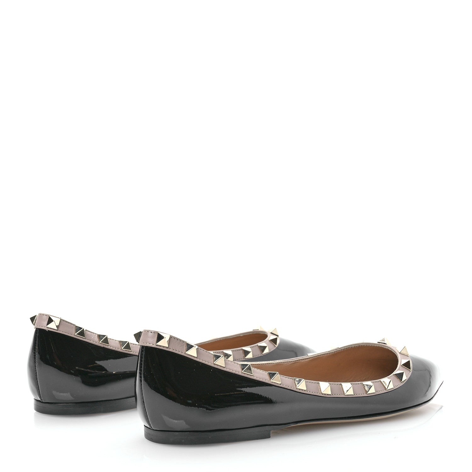 Valentino Garavani Patent Rockstud Ballerina Flats 41 Black Poudre 4 of 8
