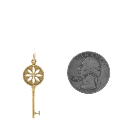 Tiffany 18K Yellow Gold Diamond Daisy Key Pendant 2 of 3