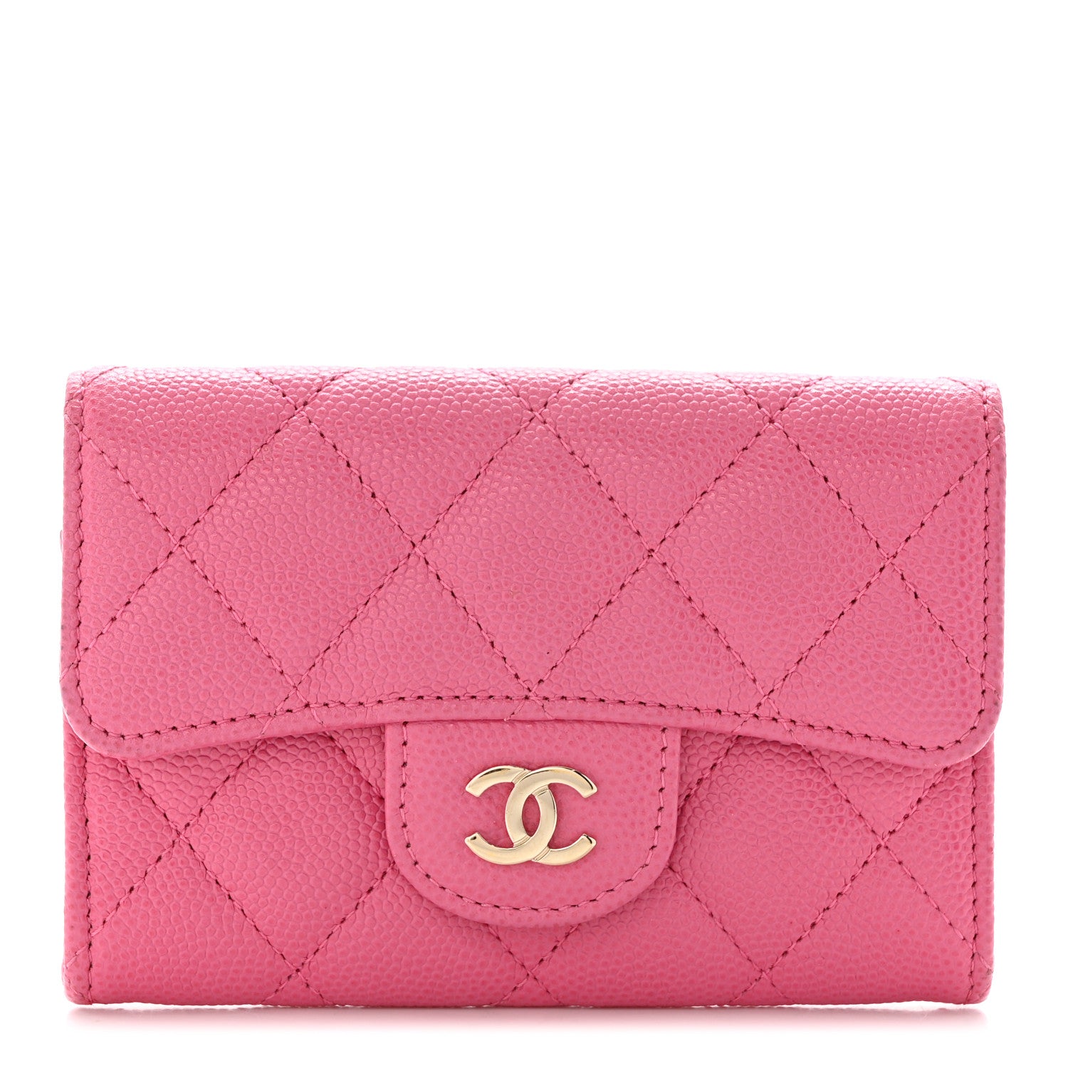 Chanel Caviar Quilted Flap Card Holder Wallet Pink 1 of 8