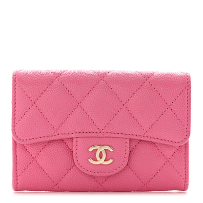 Chanel Caviar Quilted Flap Card Holder Wallet Pink 1 of 8