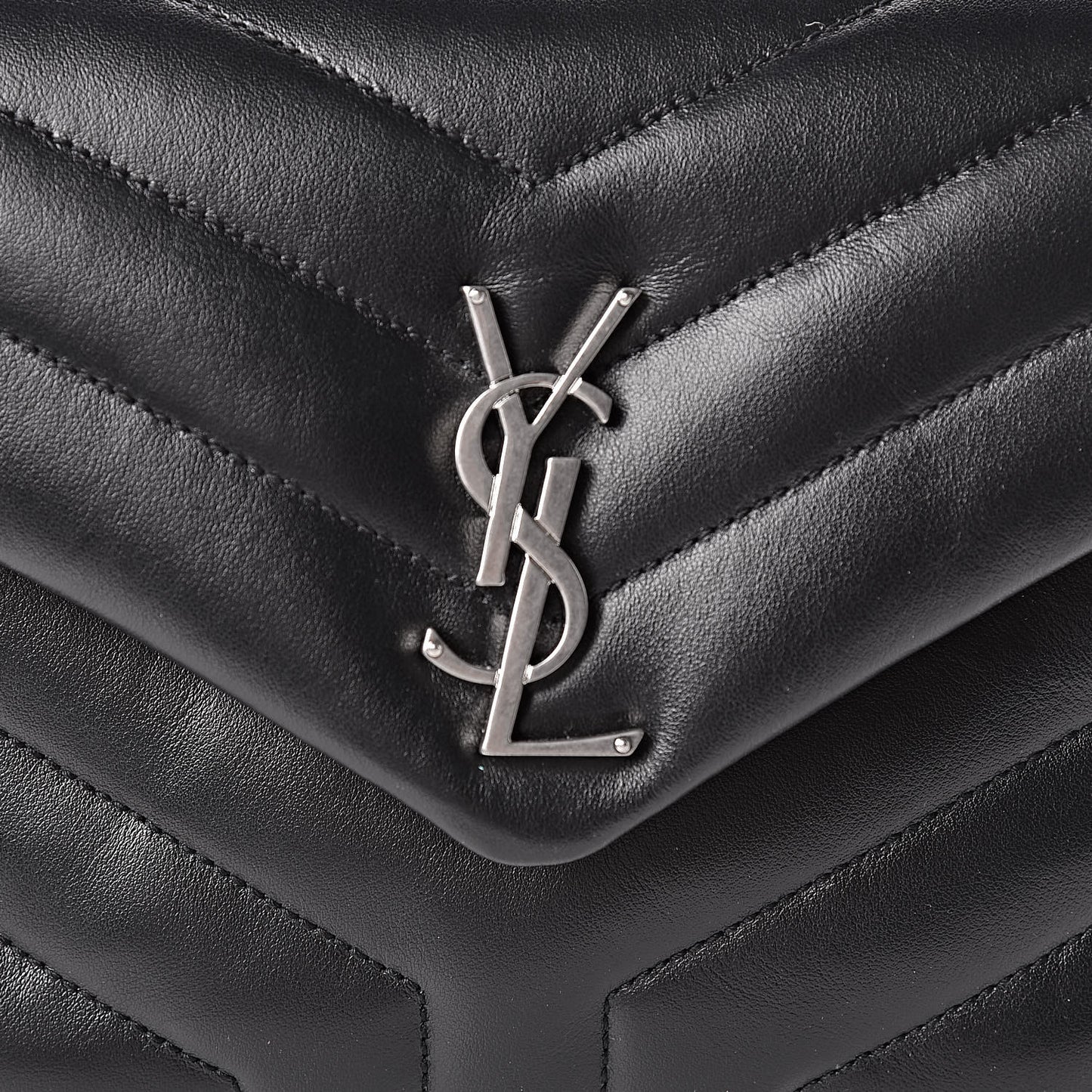 Calfskin Y Quilted Monogram Small Loulou Chain Satchel Black