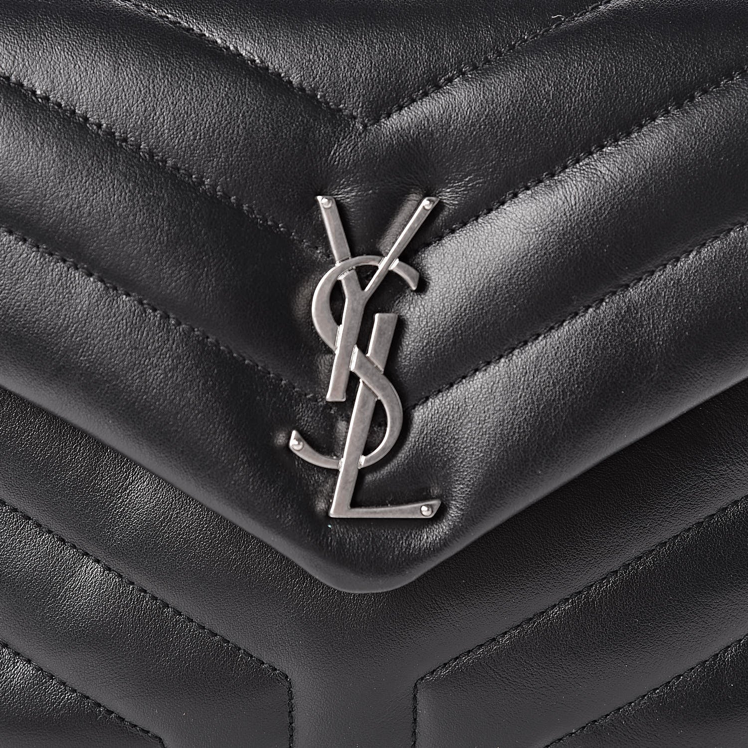 Saint Laurent Calfskin Y Quilted Monogram Small Loulou Chain Satchel Black 8 of 10