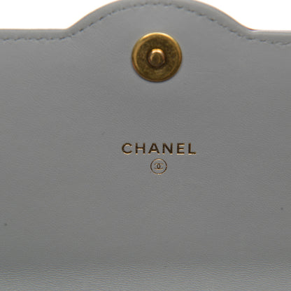 Chanel Lambskin Quilted Wallet With Removable Chain Grey Burgundy 7 of 10