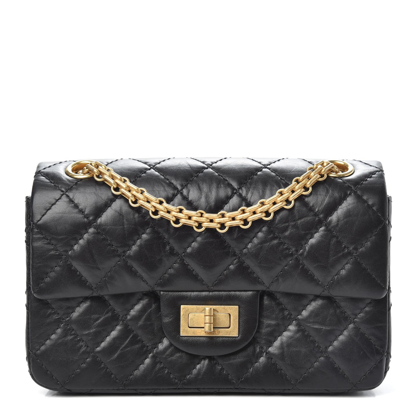 Aged Calfskin Quilted 2.55 Reissue Mini Flap Black