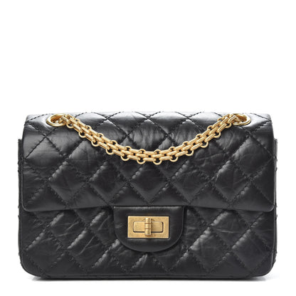 Chanel Aged Calfskin Quilted 2.55 Reissue Mini Flap Black 1 of 11