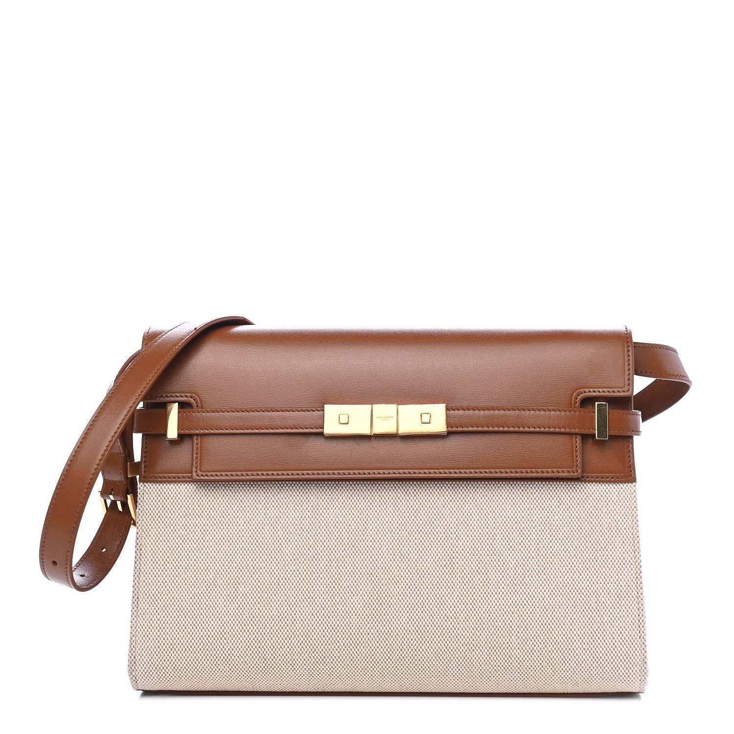 Saint Laurent Canvas Calfskin Manhattan Shoulder Bag Natural Beige Brick 1 of 9