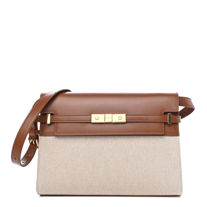 Saint Laurent Canvas Calfskin Manhattan Shoulder Bag Natural Beige Brick 1 of 9