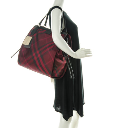 Burberry Nylon Check Small Buckleigh Packable Tote Bright Burgundy 2 of 8