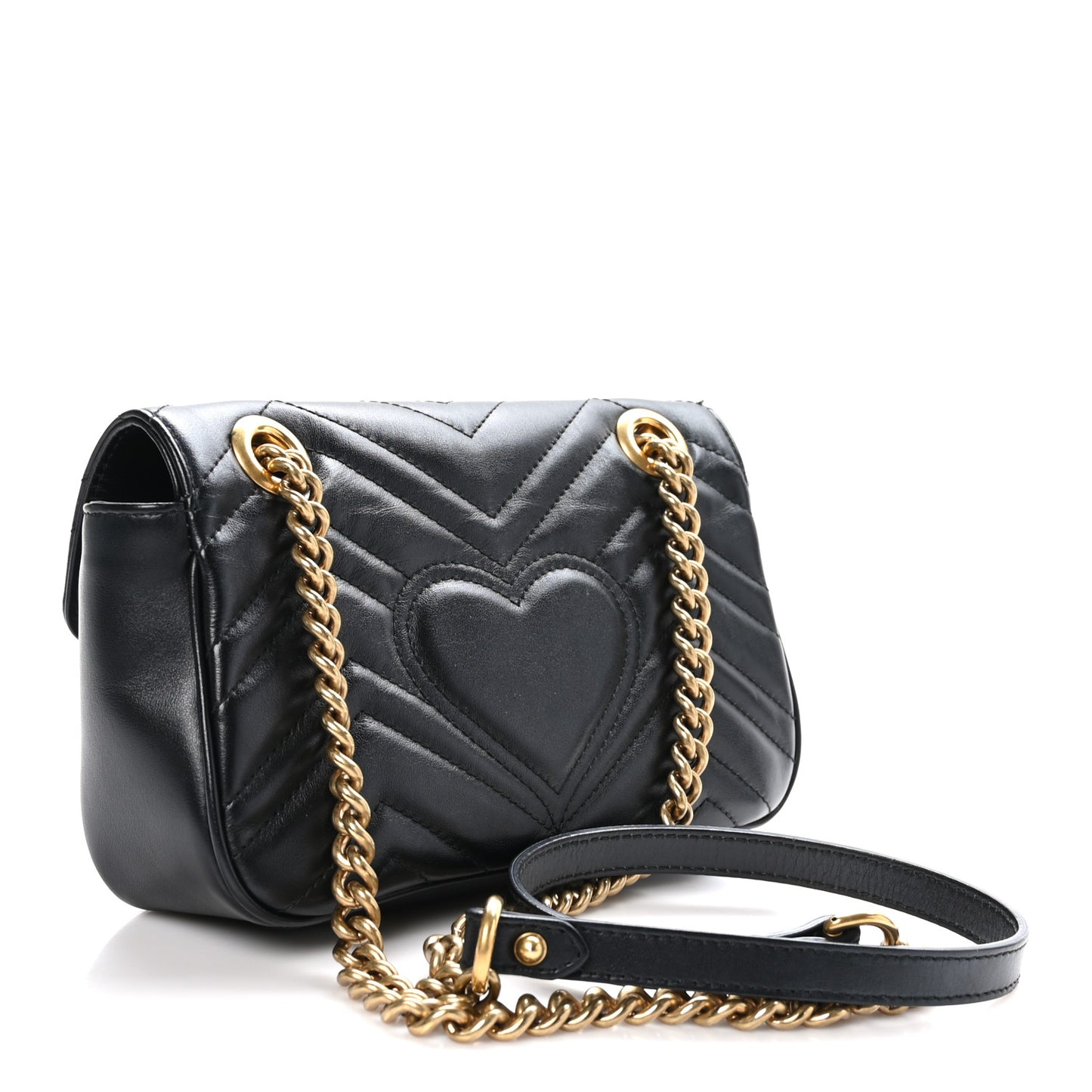 Calfskin Matelasse Mini GG Marmont Shoulder Bag Black