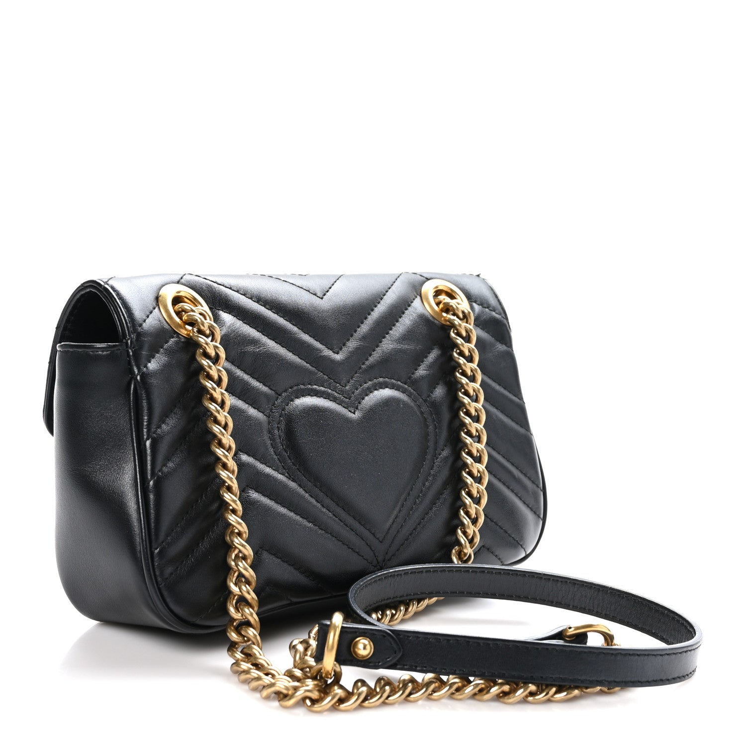 Gucci Calfskin Matelasse Mini GG Marmont Shoulder Bag Black 3 of 14