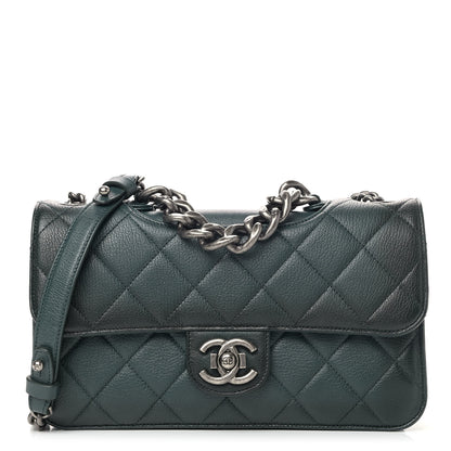 Chanel Faded Goatskin Quilted Medium Perfect Edge Flap Green 1 of 5