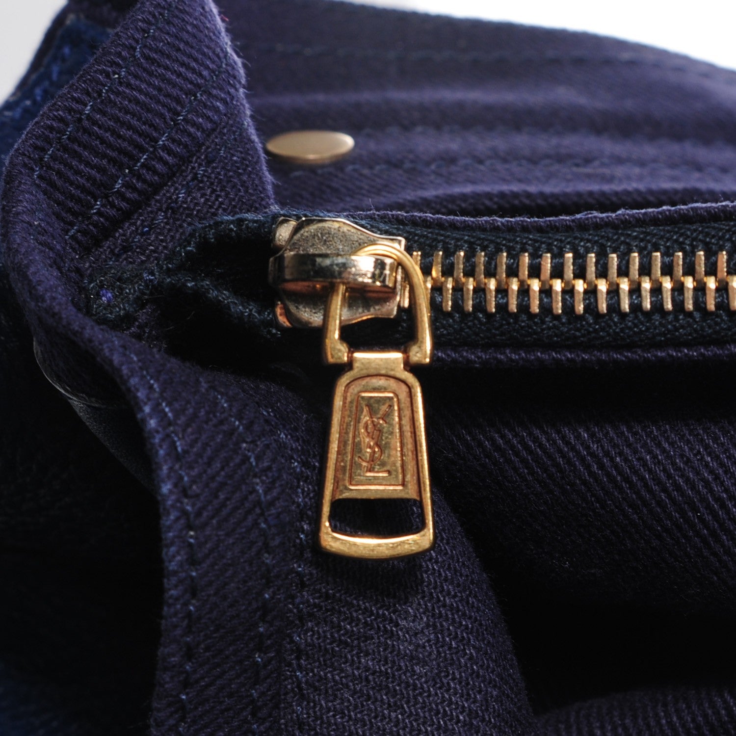 Saint Laurent Calfskin Canvas Medium Muse Two Navy 8 of 9