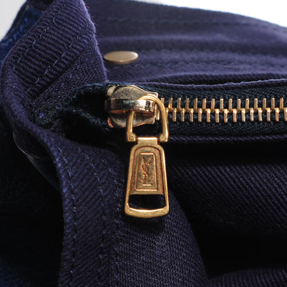 Saint Laurent Calfskin Canvas Medium Muse Two Navy 8 of 9