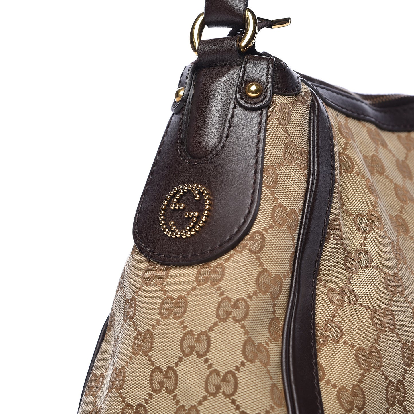 Monogram Small Scarlett Studded Interlocking G Hobo Dark Brown