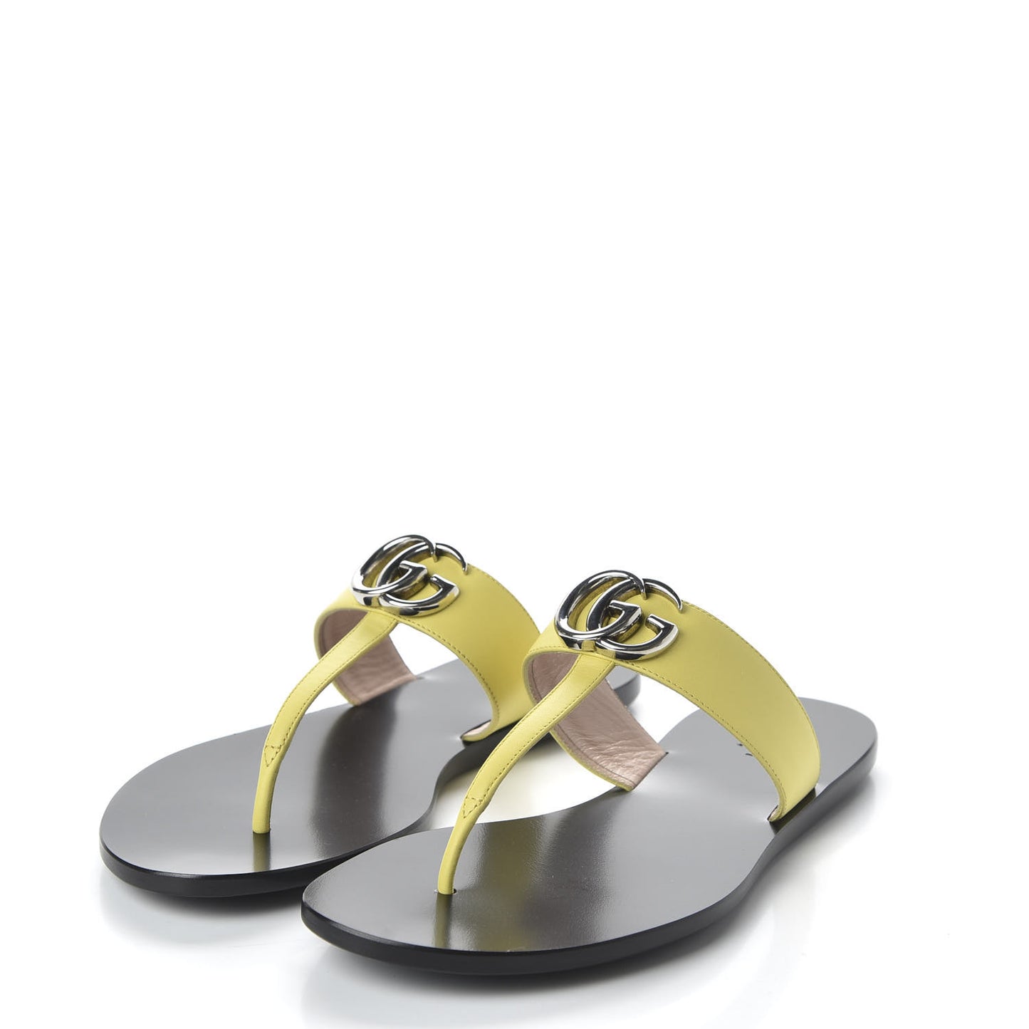 Calfskin GG Marmont Thong Sandals 37 Banana
