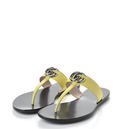 Gucci Calfskin GG Marmont Thong Sandals 37 Banana 3 of 8
