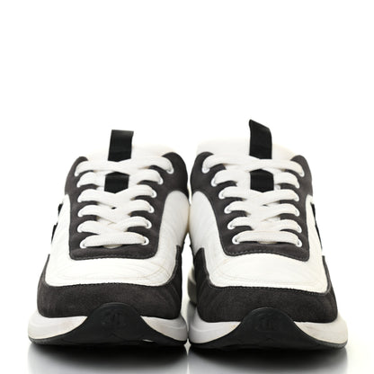 Chanel Nylon Suede Calfskin CC Sneakers 39 White Dark Grey 2 of 12