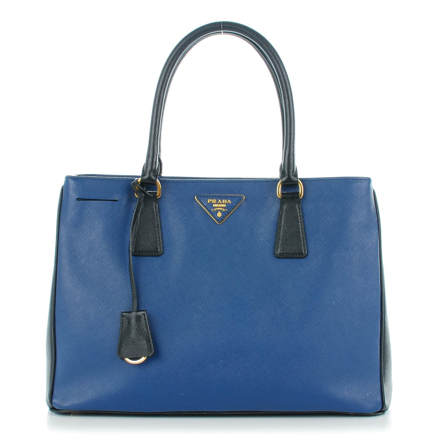 Saffiano Lux Bi-Color Medium Tote Bluette Black