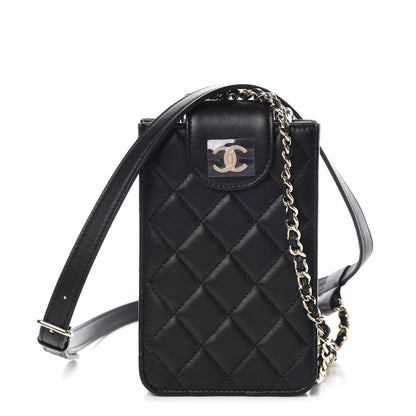 Chanel Lambskin Quilted CC Phone Holder Black 1 of 12