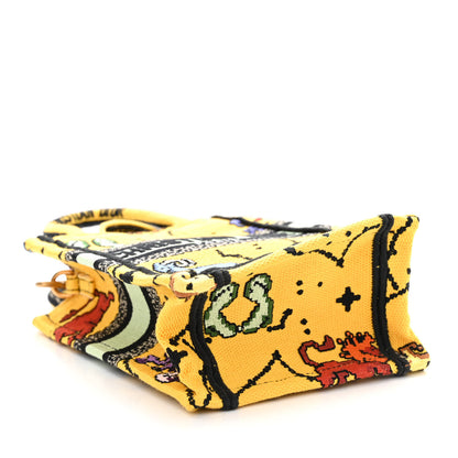 Christian Dior Canvas Embroidered Pixel Zodiac Mini Book Tote Phone Bag Jaune Multicolor 4 of 11