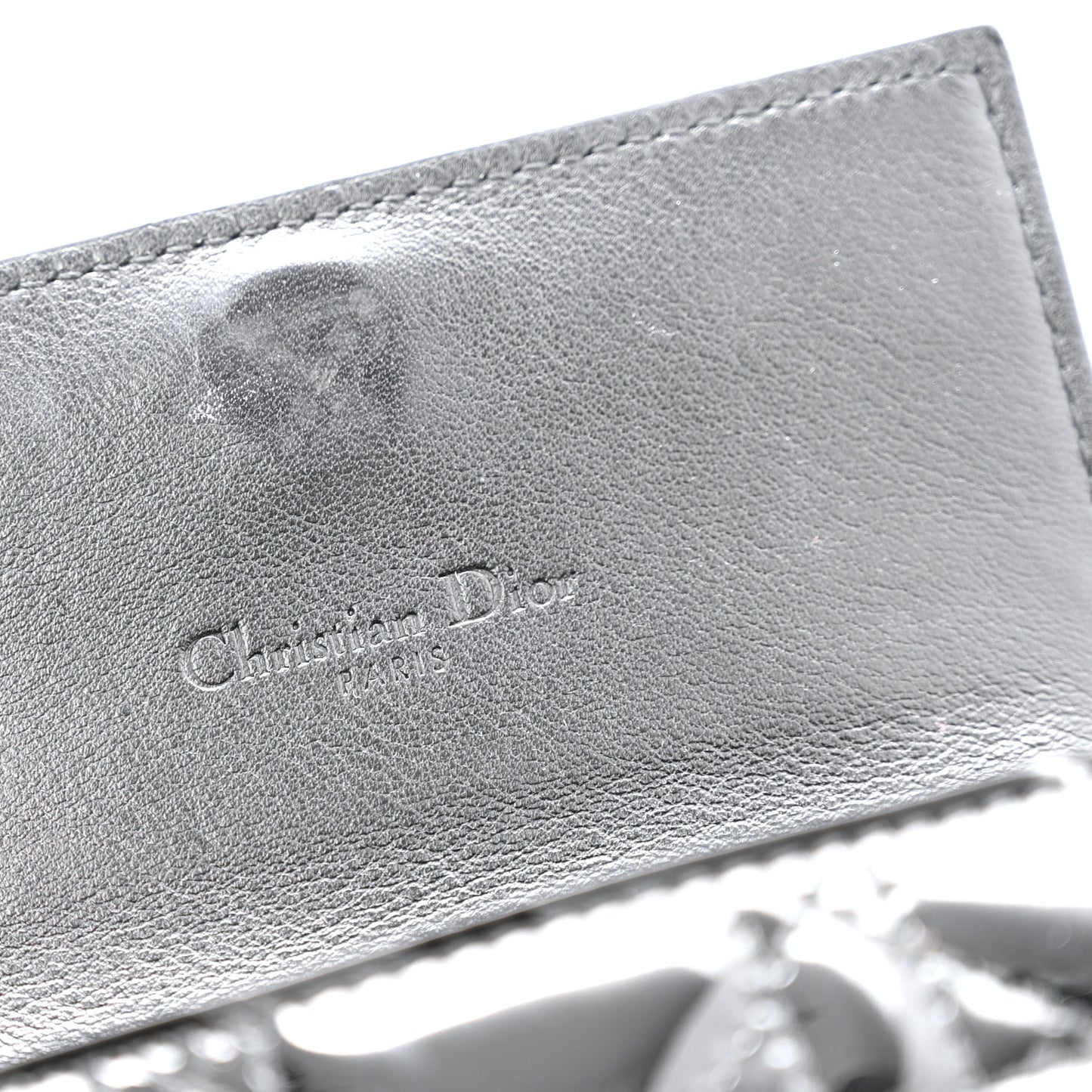 Patent Cannage Lady Dior Pouch Wallet On Chain Black