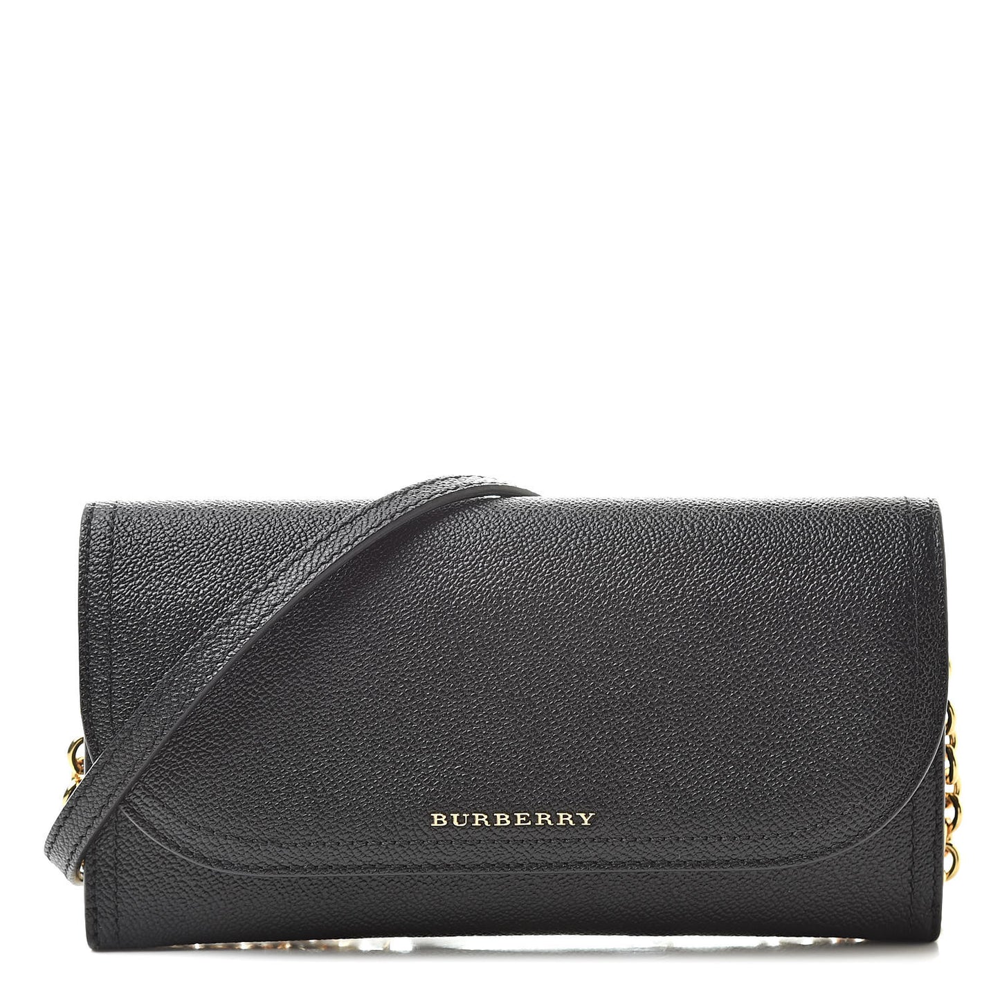 Grainy Calfskin Henley Wallet On Chain Black