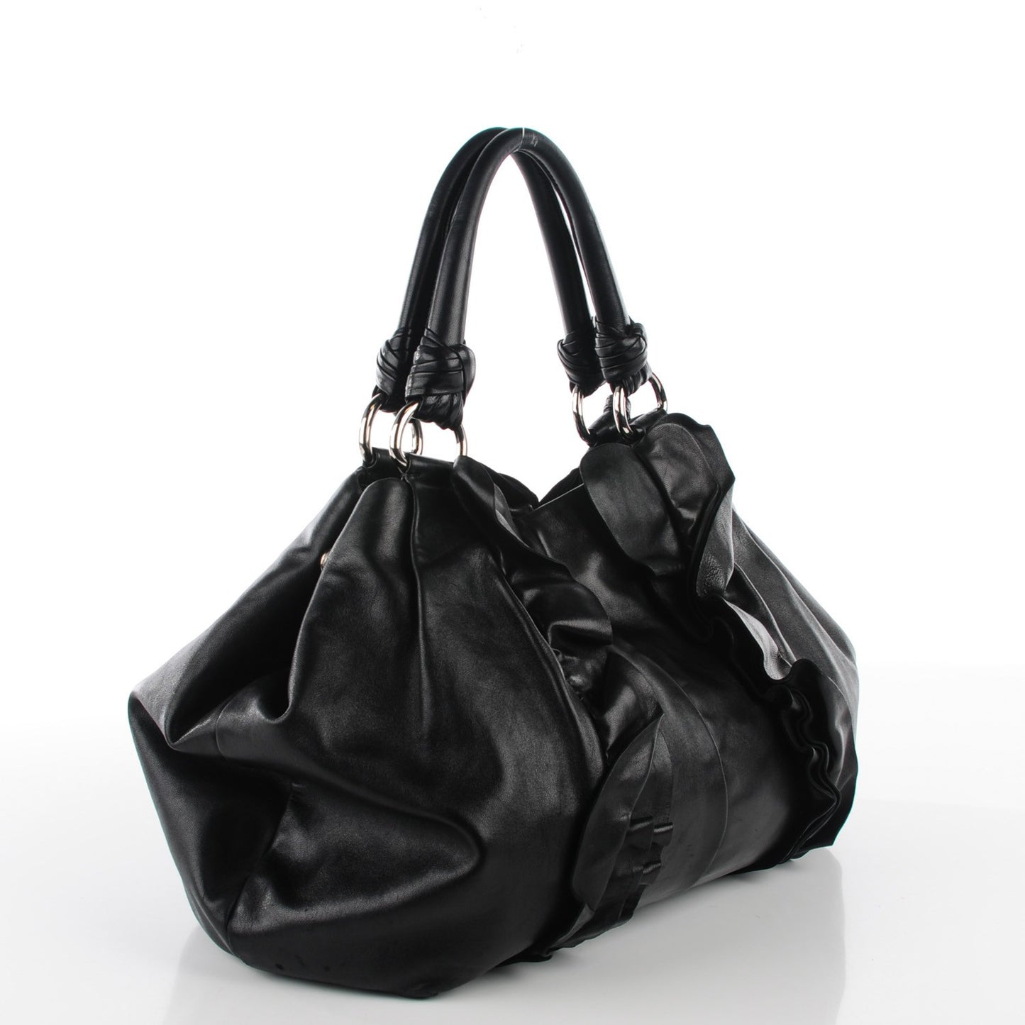 Nappa Ruffle Bag Black