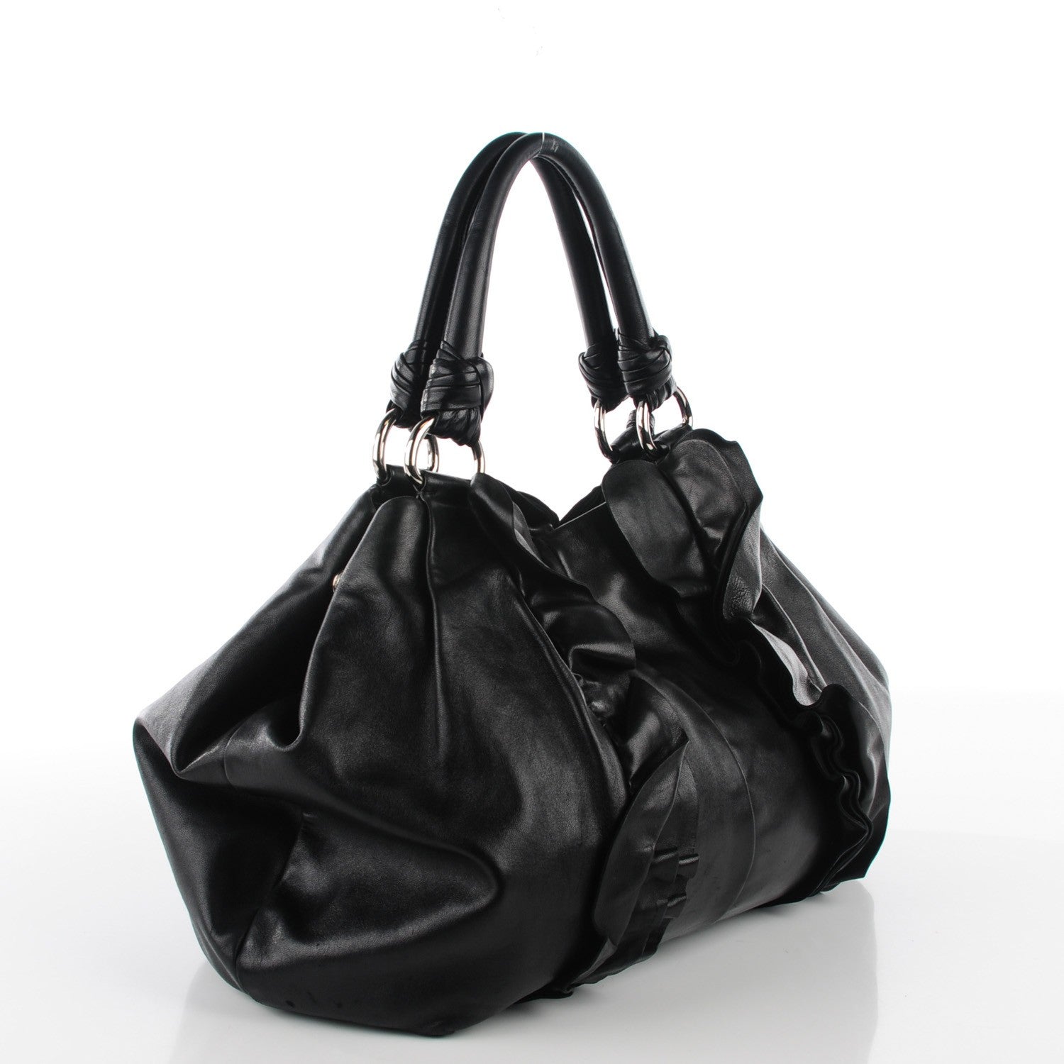 Prada Nappa Ruffle Bag Black 3 of 9