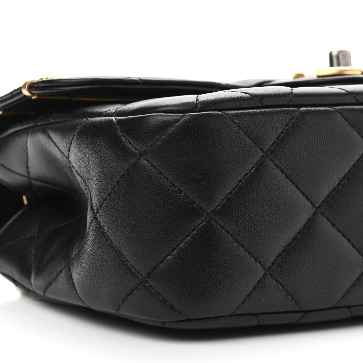 Lambskin Quilted Small Coco Clips Single Flap Black