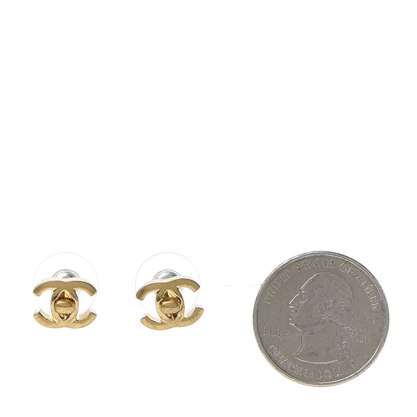 Metal CC Turnlock Earrings Gold