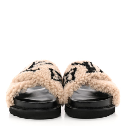 Louis Vuitton Shearling Calfskin Paseo Flat Comfort Sandal 38 Beige 2 of 8