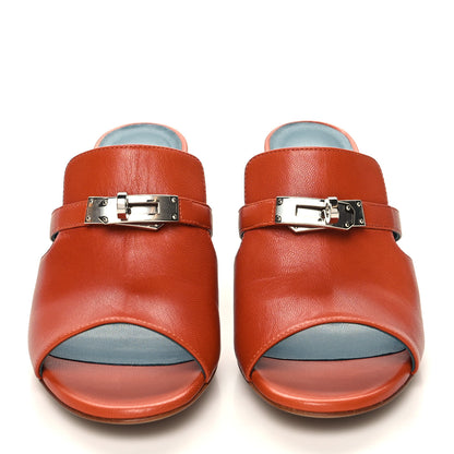 Hermes Goatskin Cute Sandals 37 Rouge Clay 2 of 8