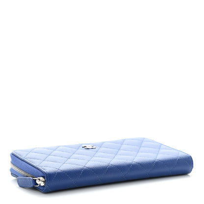 Chanel Caviar Quilted Large Gusset Zip Around Wallet Blue 3 of 10