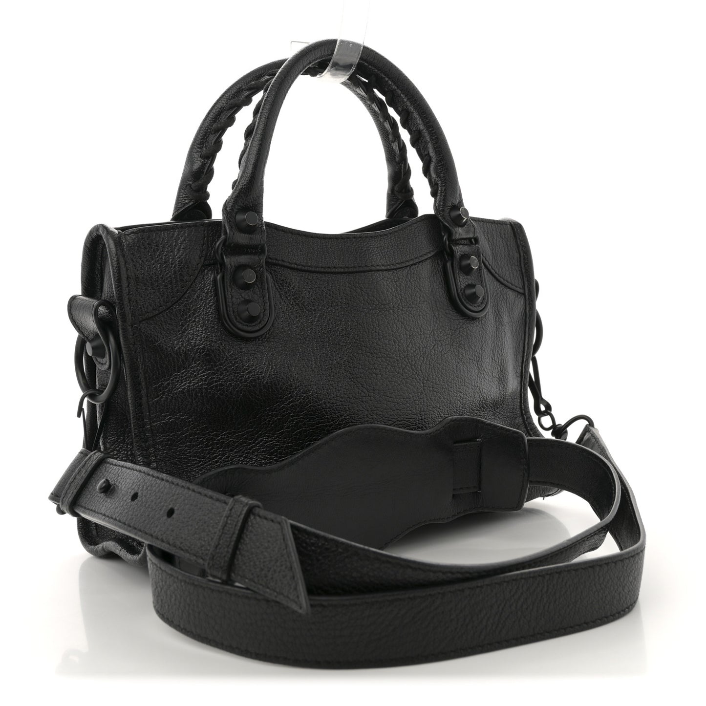 Shiny Goatskin Matte Black Metallic Edge Hardware Mini City Black