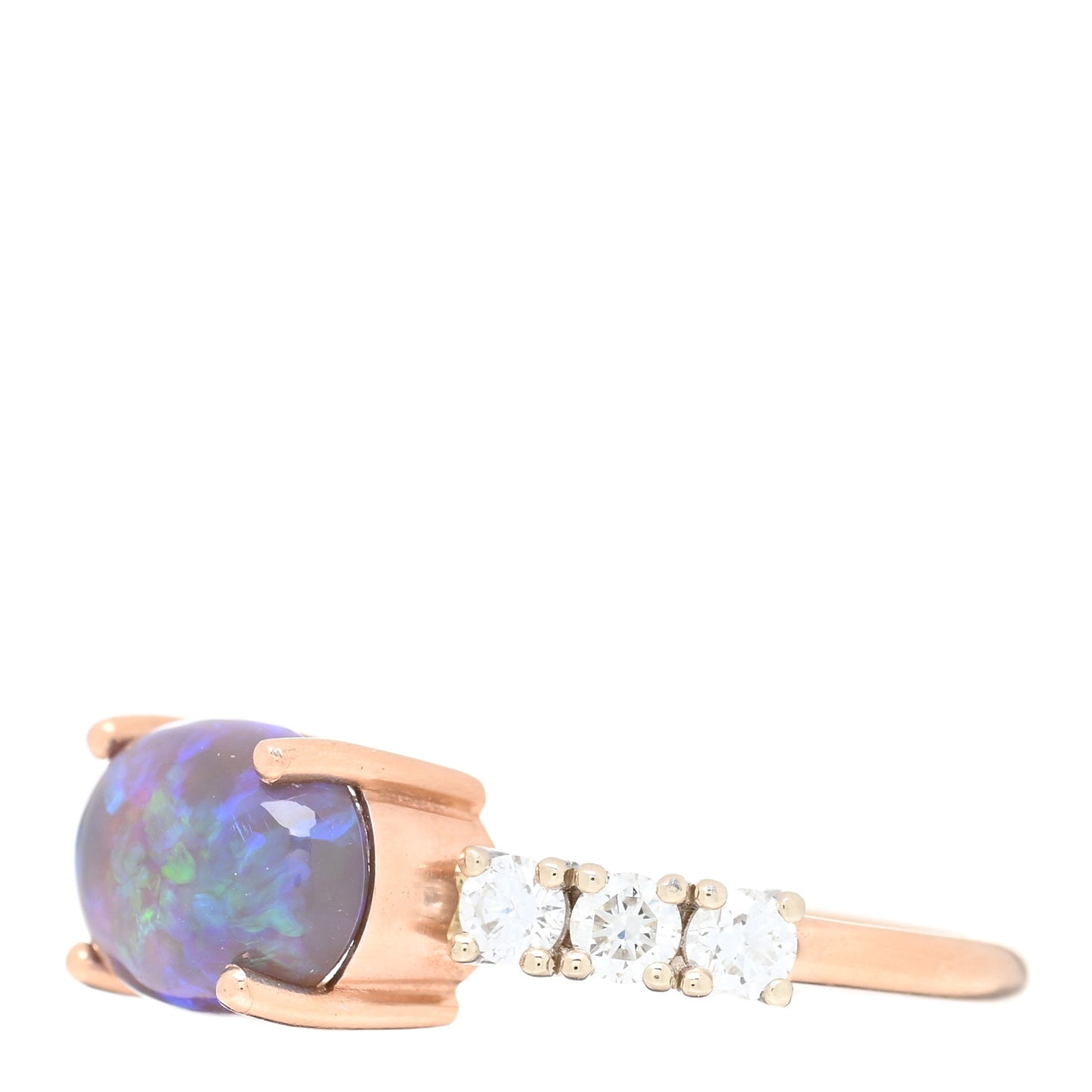 18K Rose White Gold Diamond Opal Tennis Ring 53 6.5