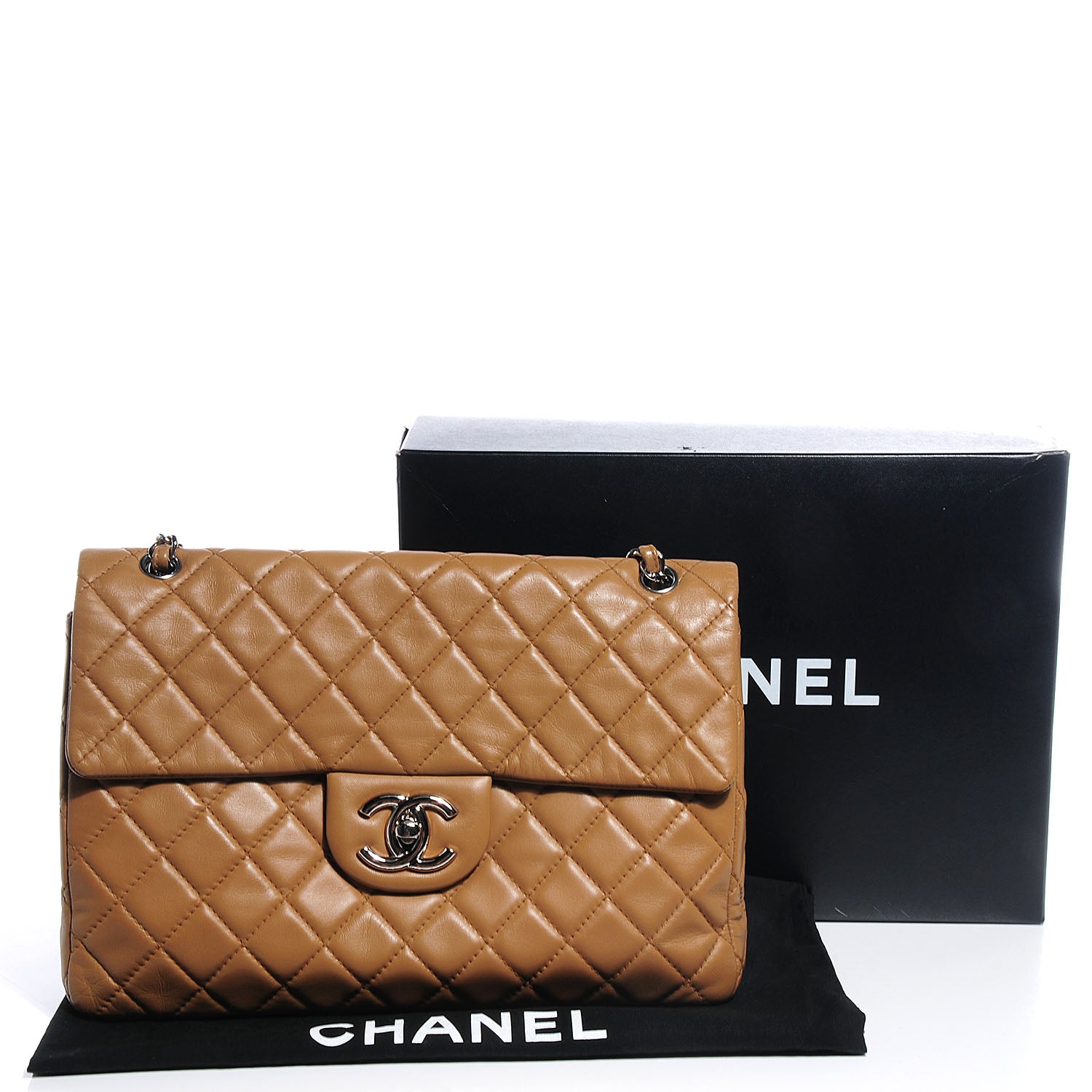 Chanel Lambskin Quilted Maxi Single Flap Dark Beige 5 of 8