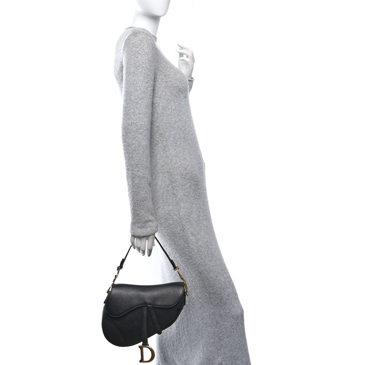 Christian Dior Grained Calfskin Saddle Bag Black 3 of 10