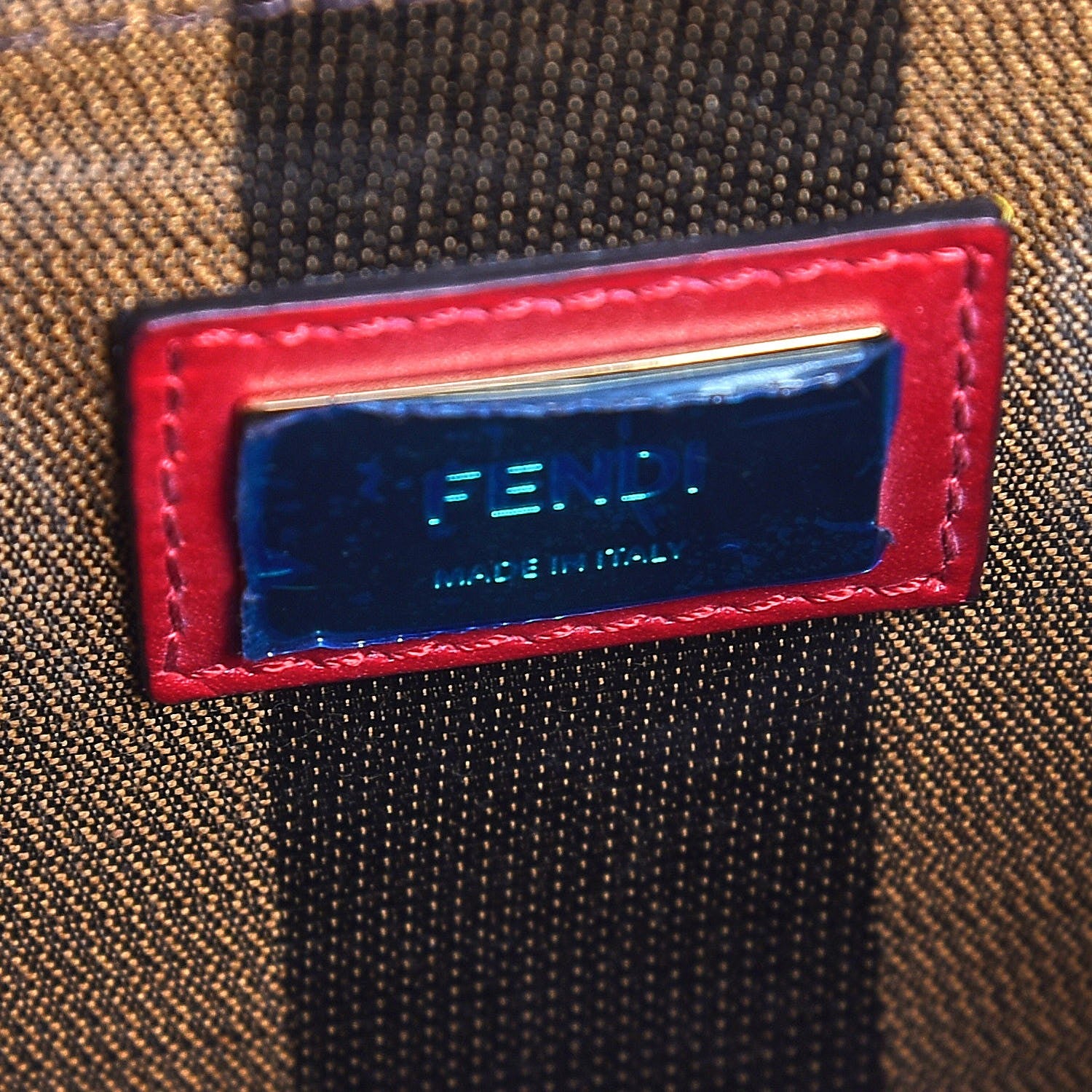 Fendi Vitello Morgan Fabric Jacquard Pequin Medium Peekaboo Iconic Satchel Mattone Tobacco Black 7 of 8