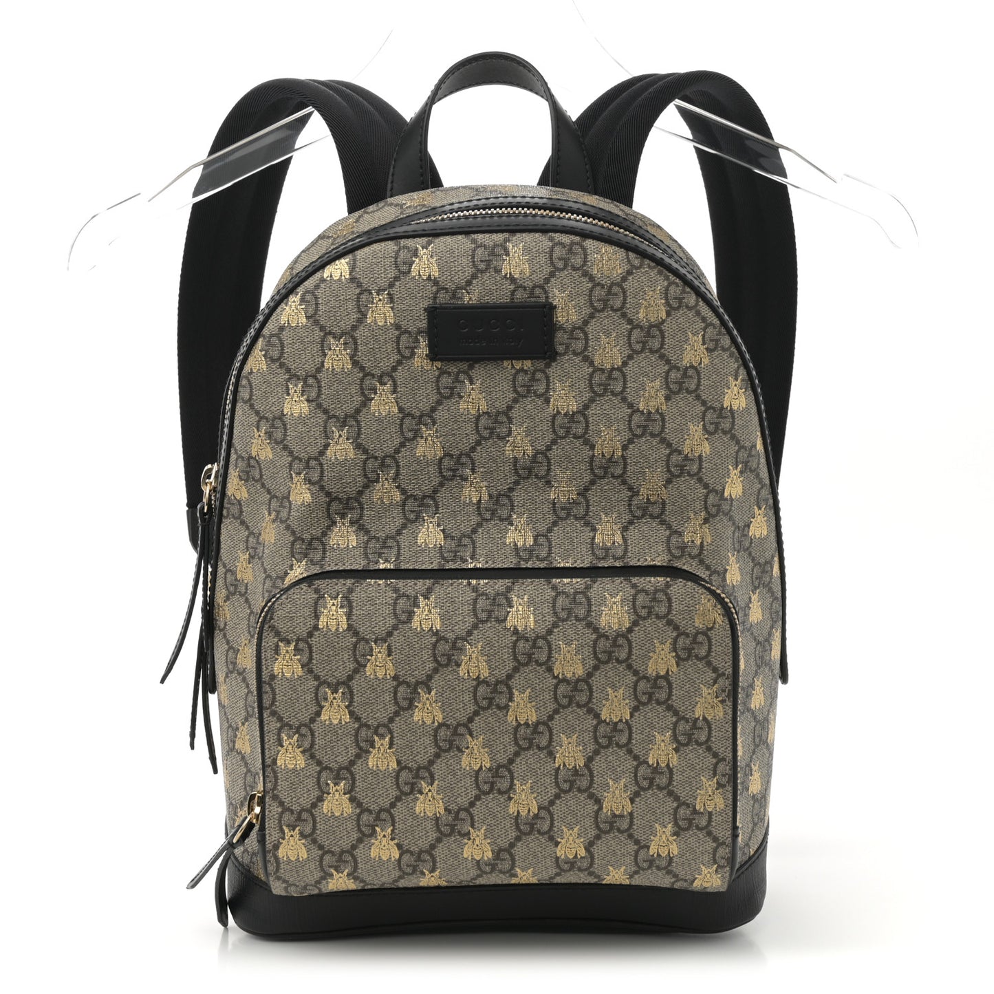 GG Supreme Monogram Bees Print Small Day Backpack Beige Oro Black