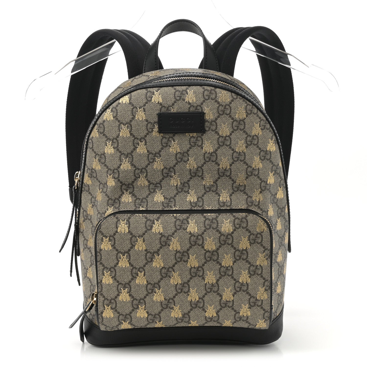 Gucci GG Supreme Monogram Bees Print Small Day Backpack Beige Oro Black 1 of 9